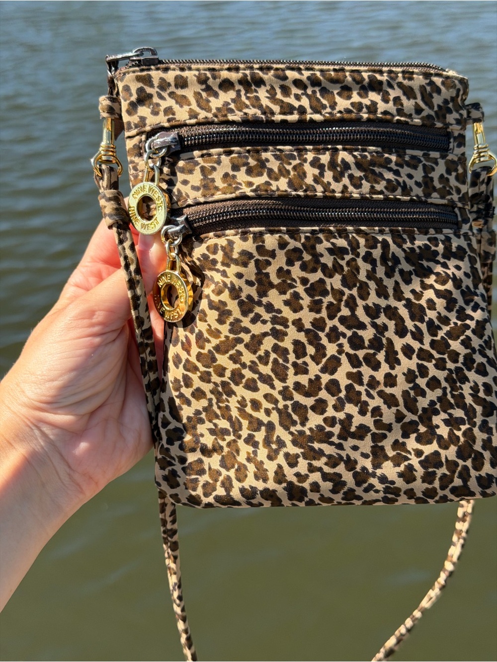 Leopard Print Crossbody Bag - Small Zip Pouch